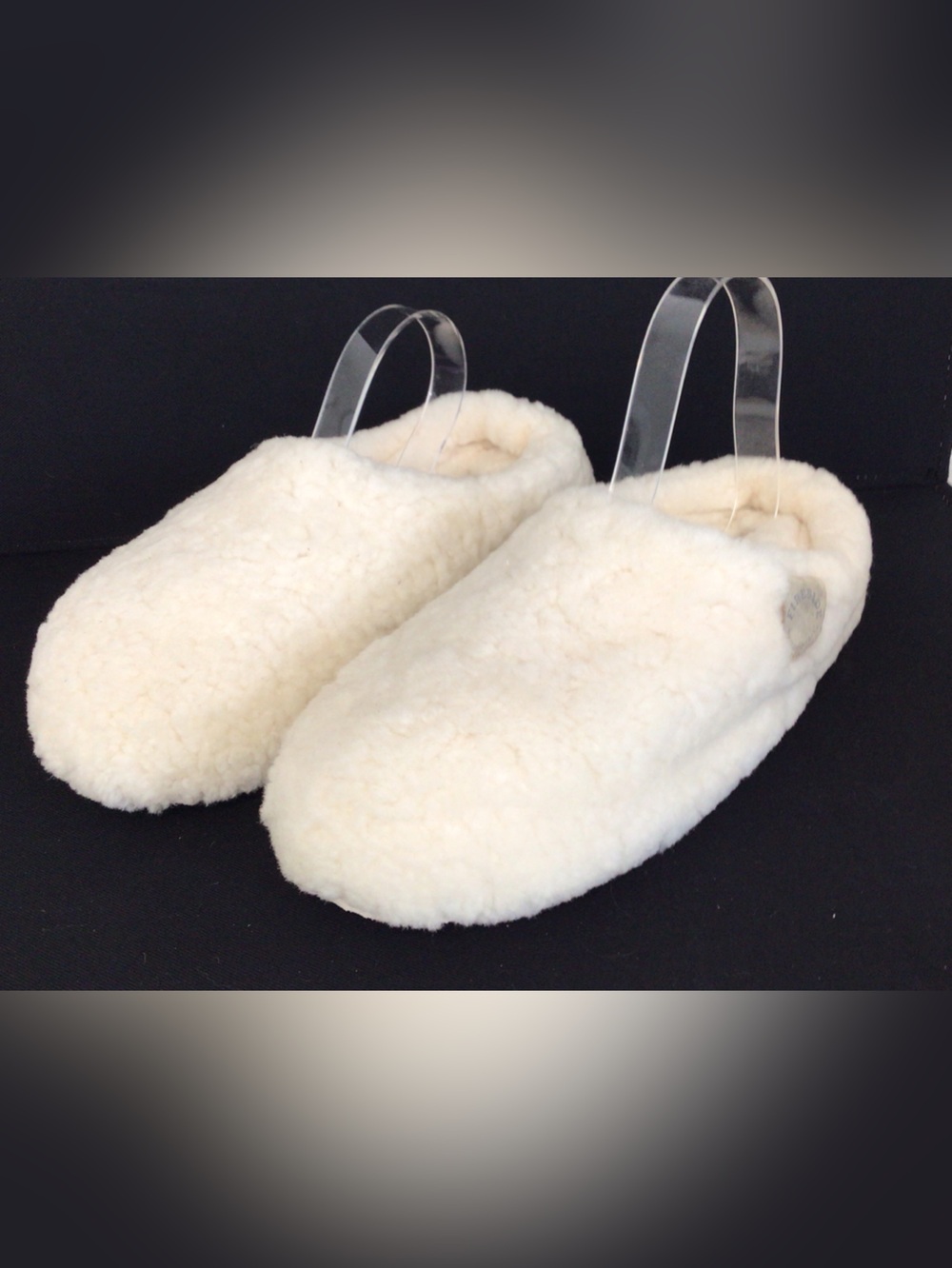 DEARFOAMS FIRESIDE Plush Shearling Slip-On Slippers SIZE 10 NEW Cream